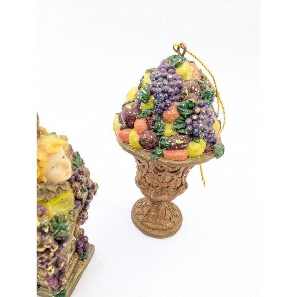 Christmas ornaments Topiary Fruit French Sparkle Cherubs Set Of 3 READ - Picture 5 of 12